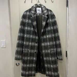 Zara Green/Grey Plaid Trench Coat